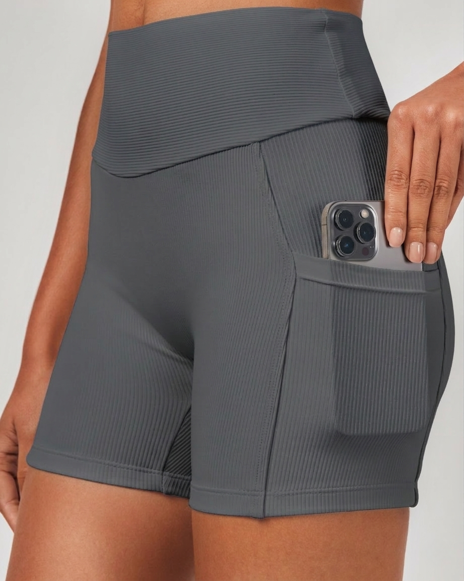 Shorts Biker Rib - Cinza Chumbo