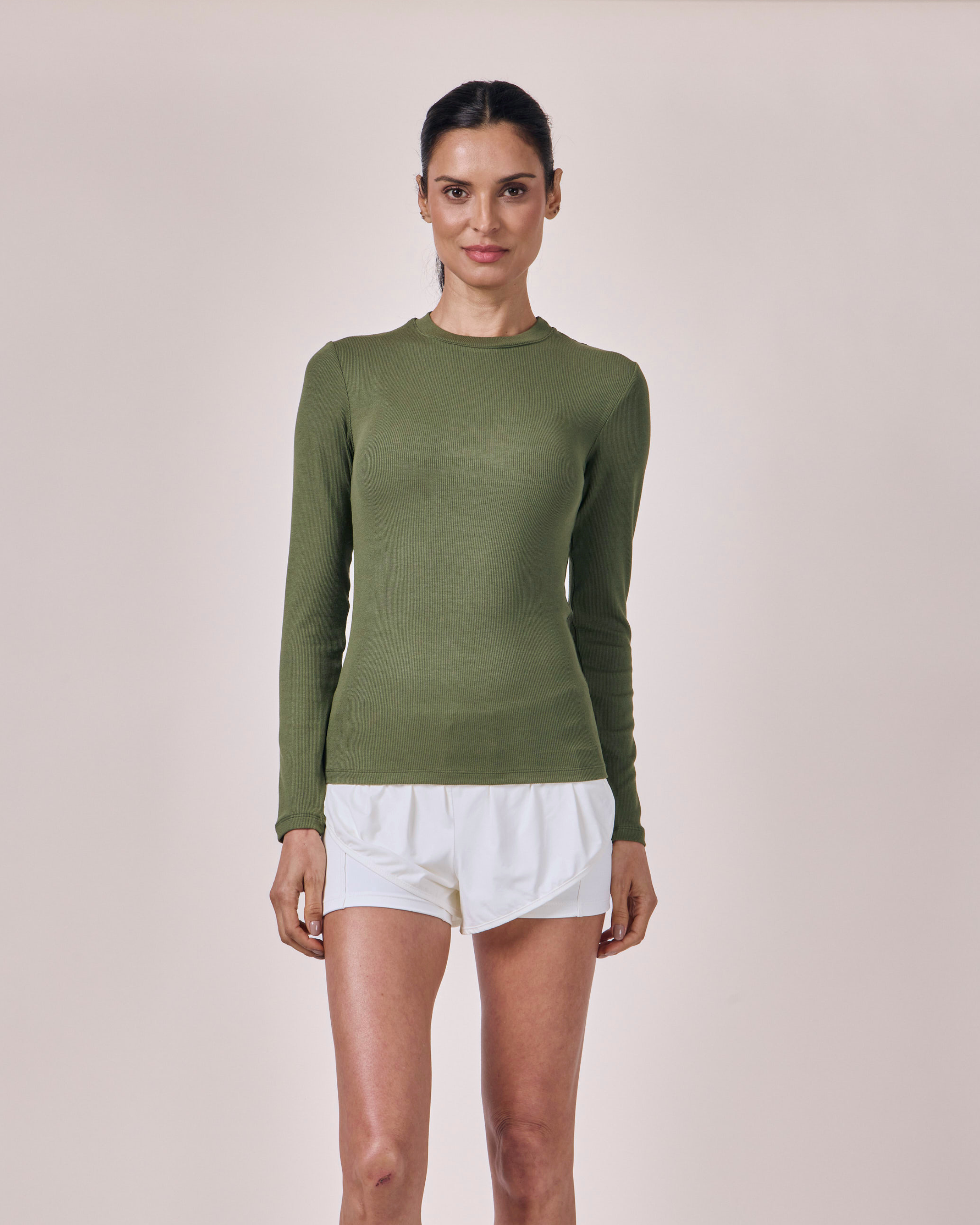 Blusa Manga Longa Ajustada Modal - Eucalipto