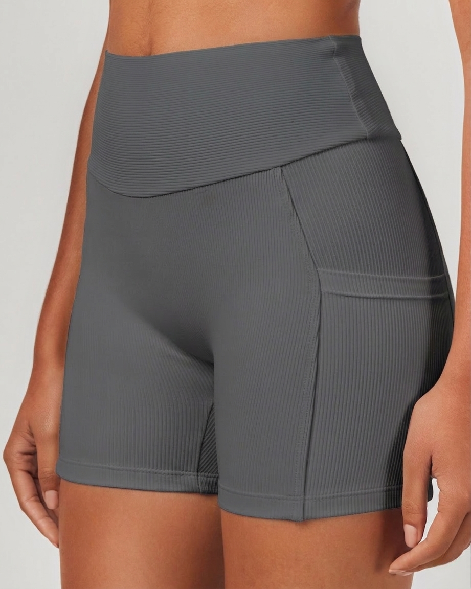 Shorts Biker Rib - Cinza Chumbo