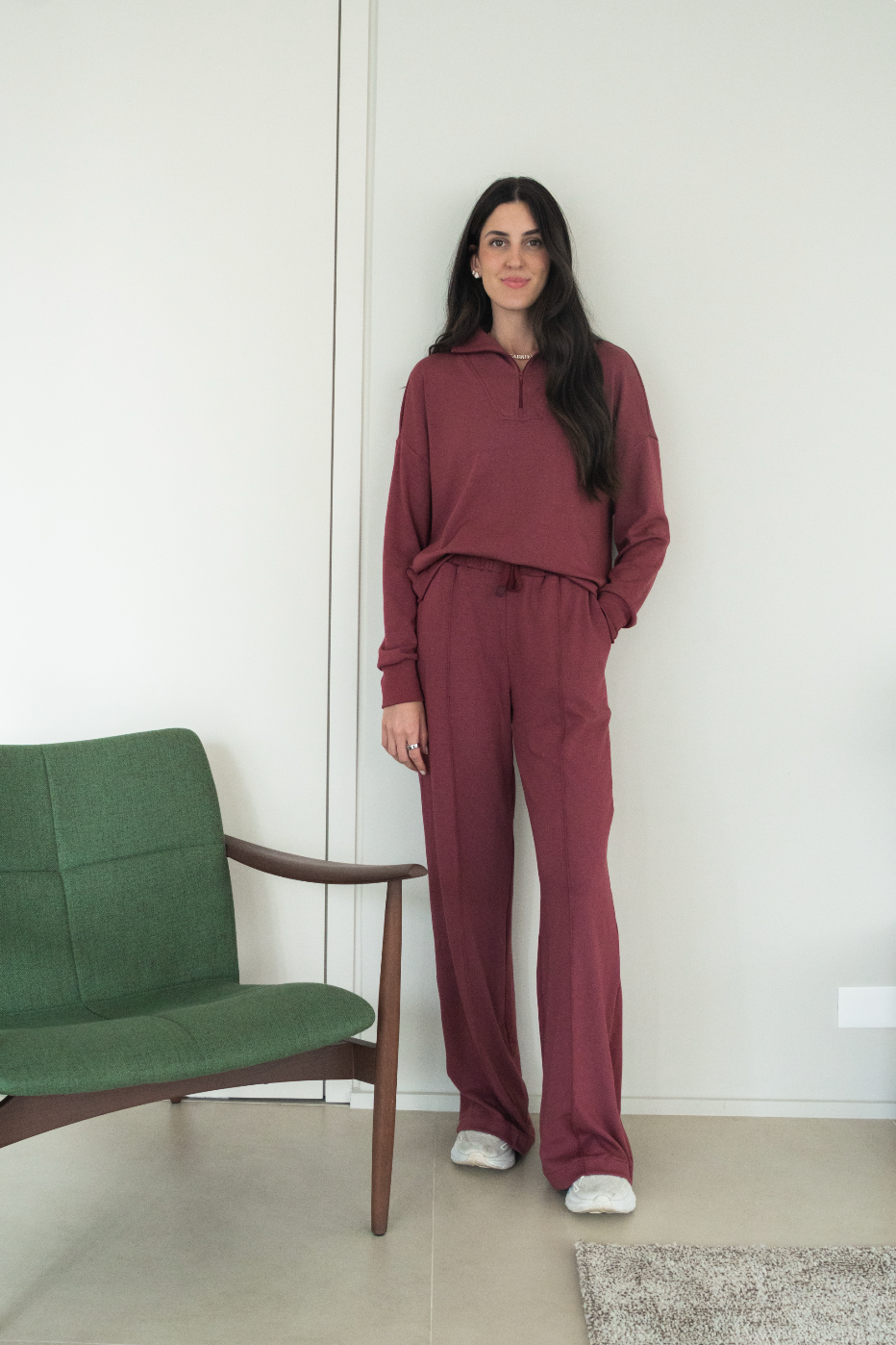 Calça Ampla Casual - Merlot