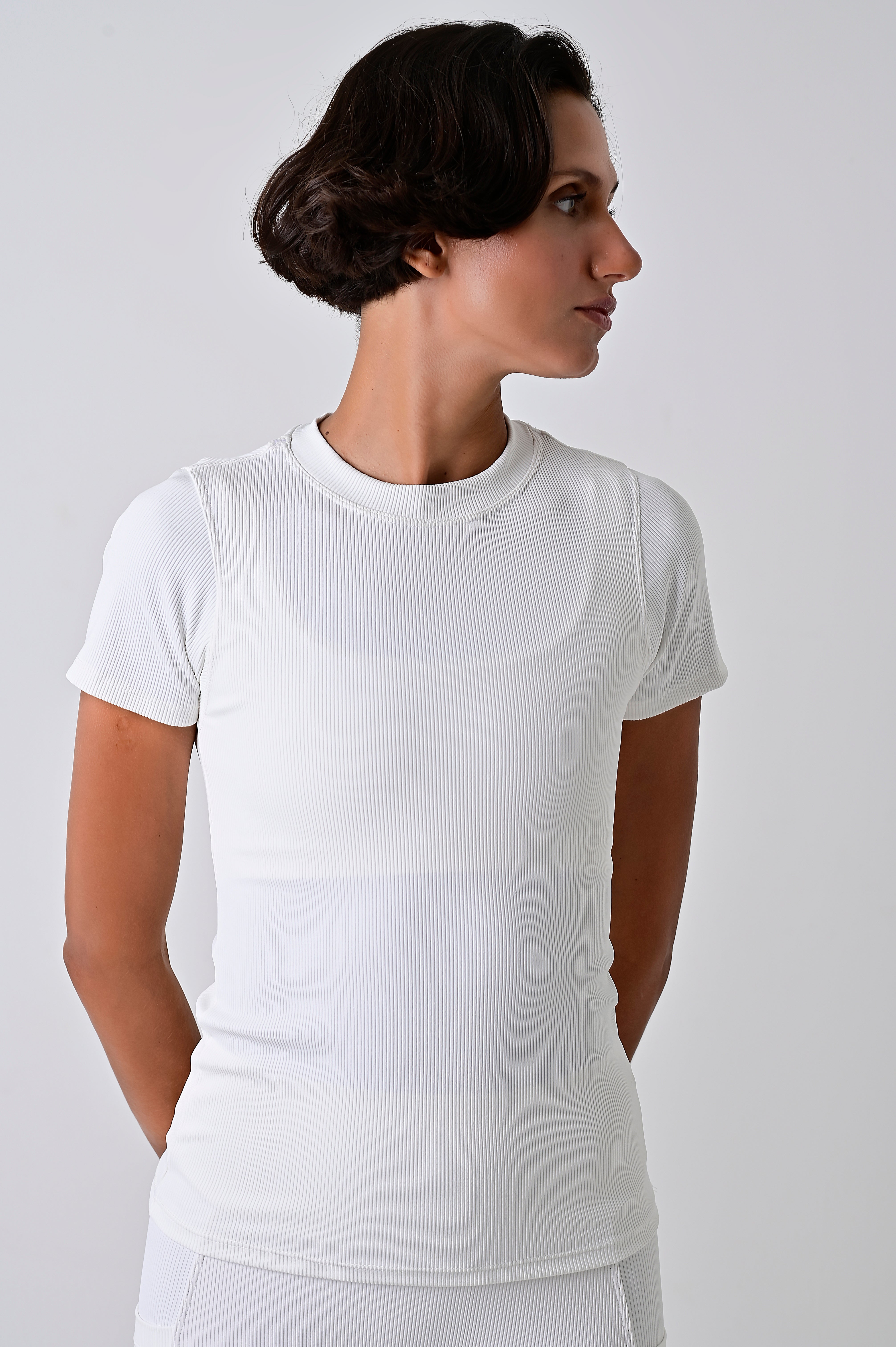 Blusa Manga Curta Rib - Off White