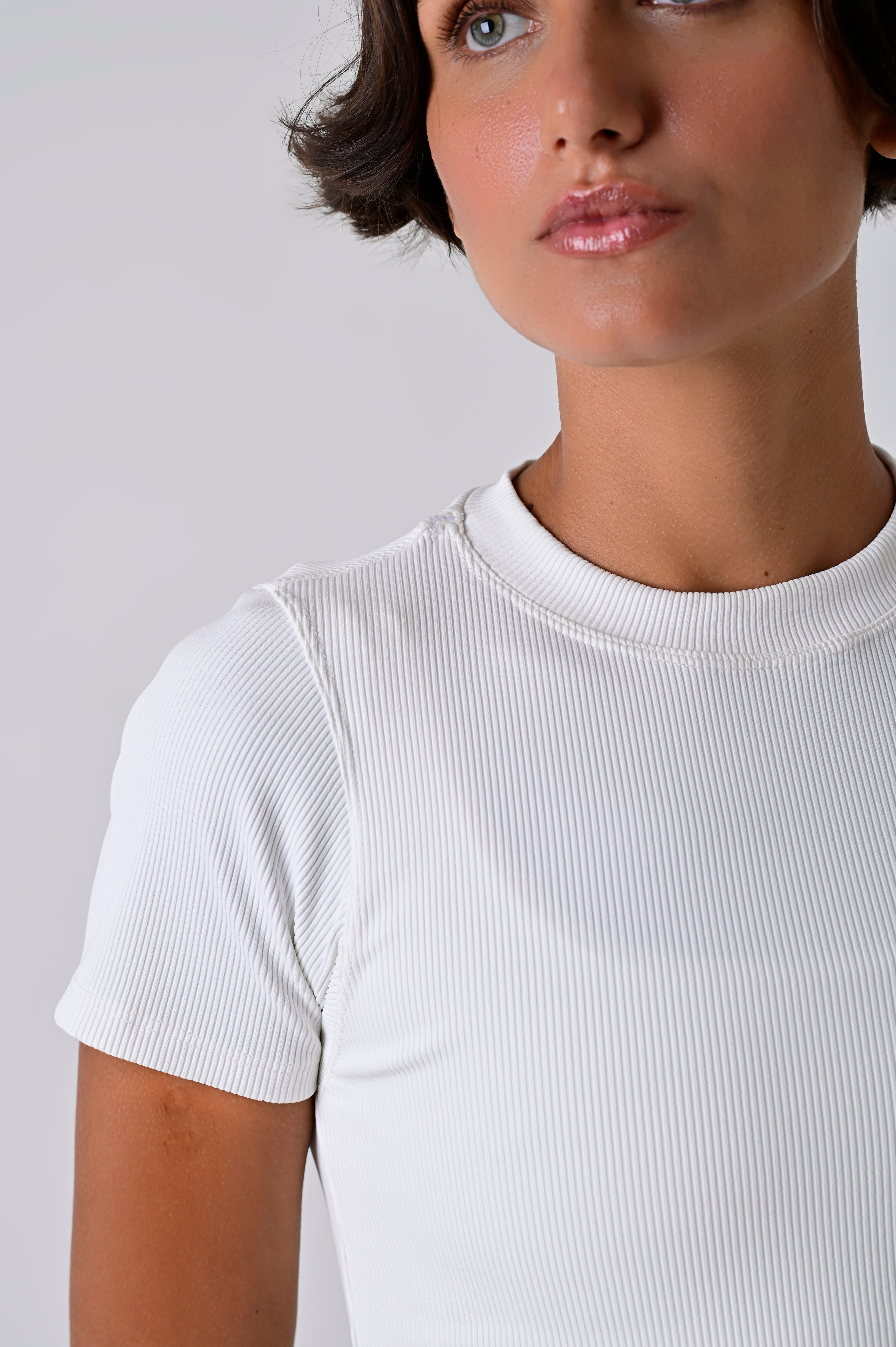Blusa Manga Curta Rib - Off White