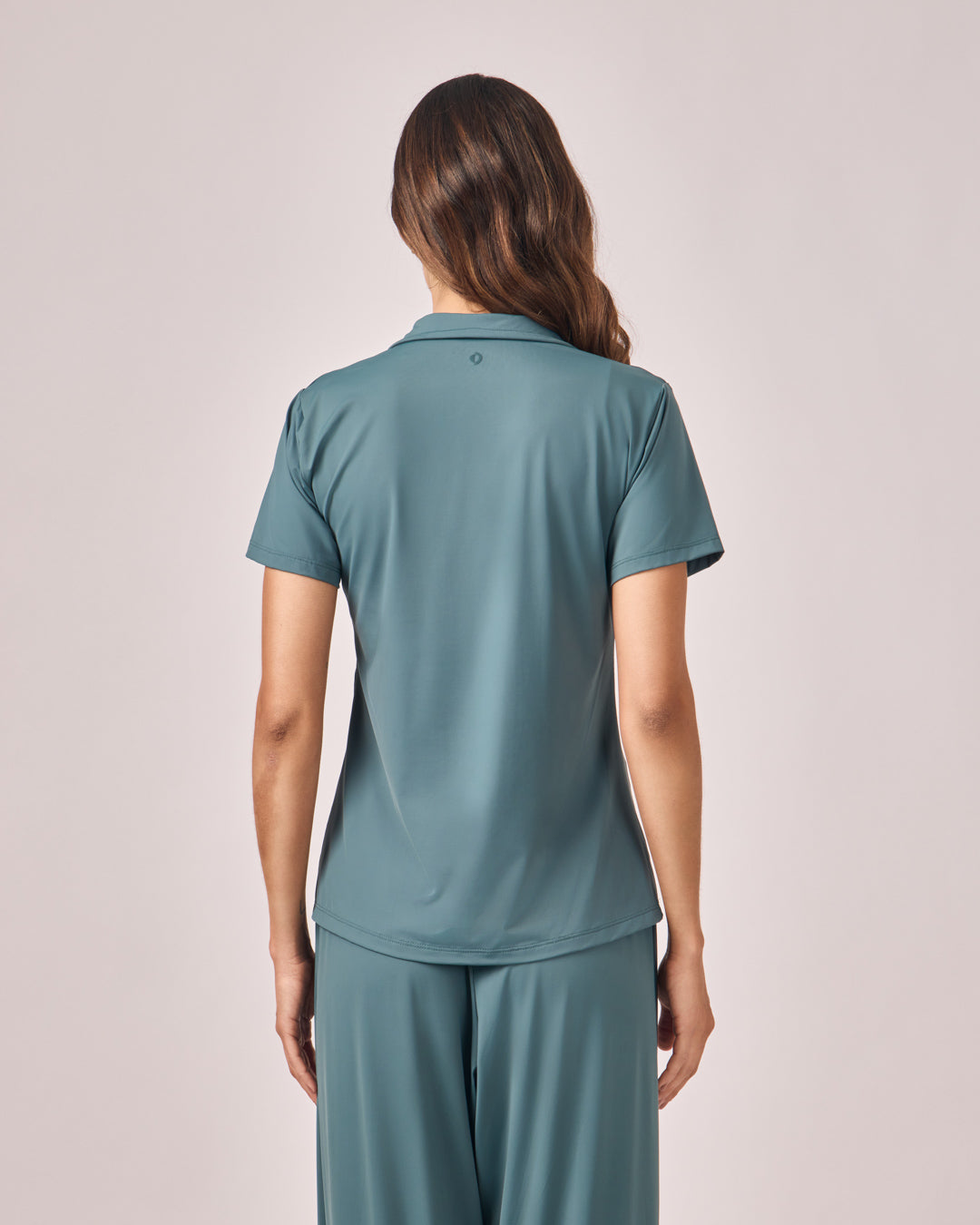 Polo Dry Fit com Zíper - Verde Petróleo