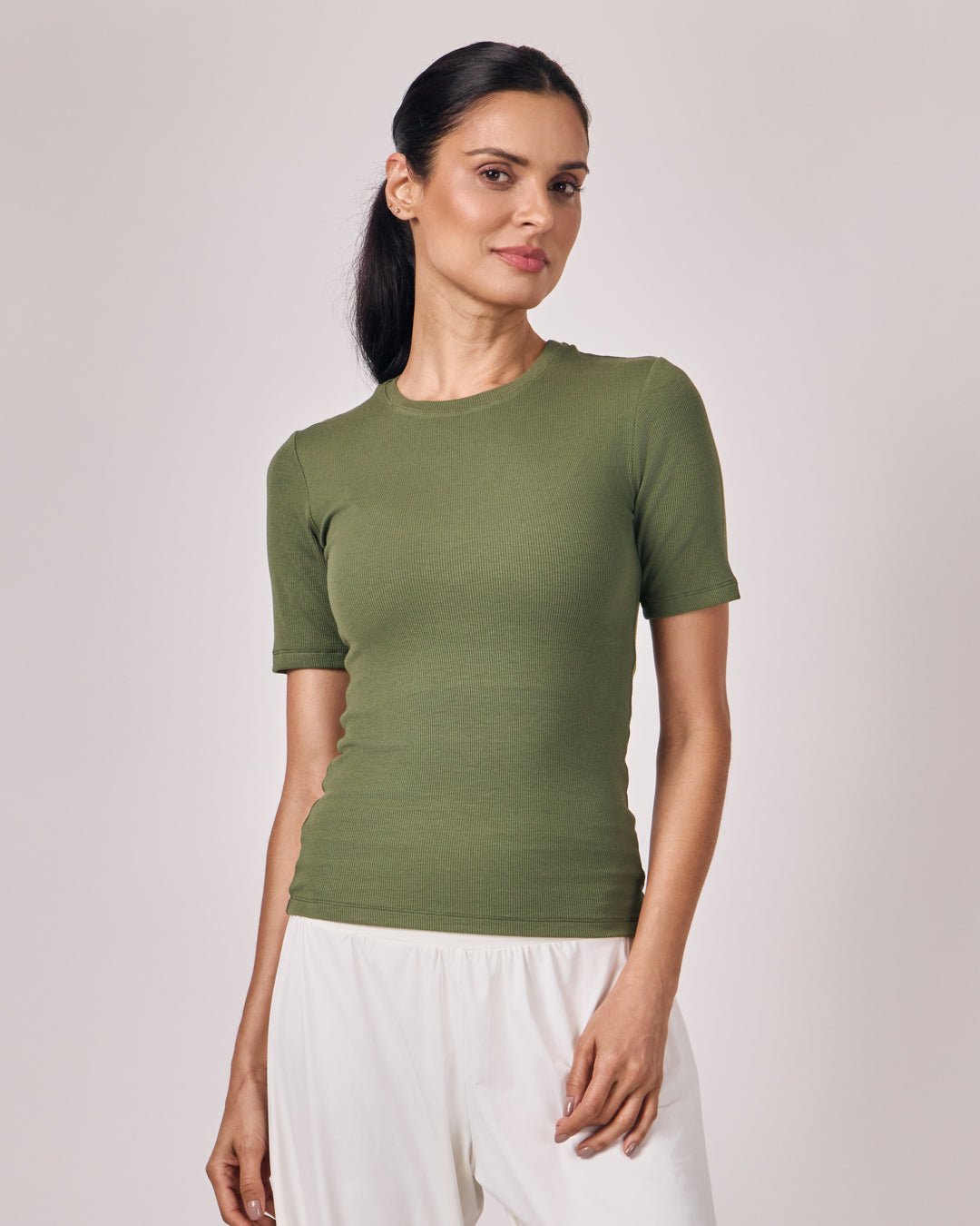 Blusa Manga Curta Modal - Eucalipto