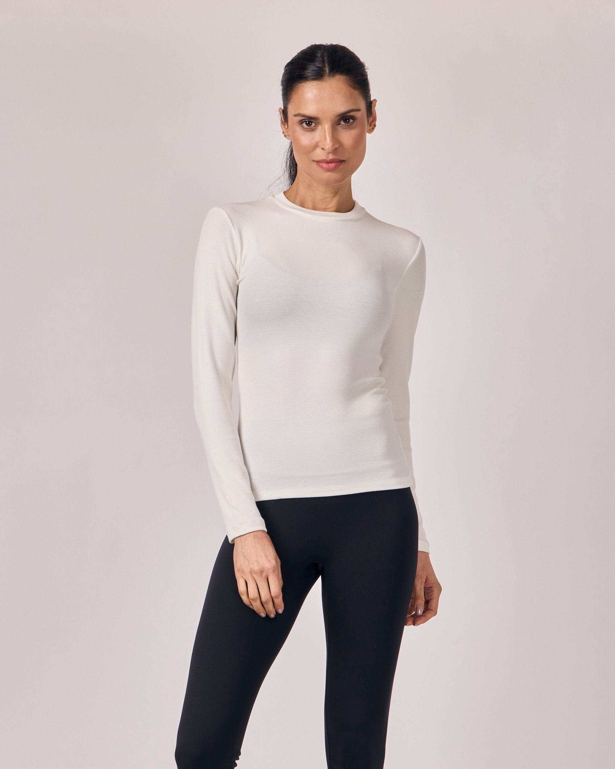 Blusa Manga Longa Ajustada Modal - Off White
