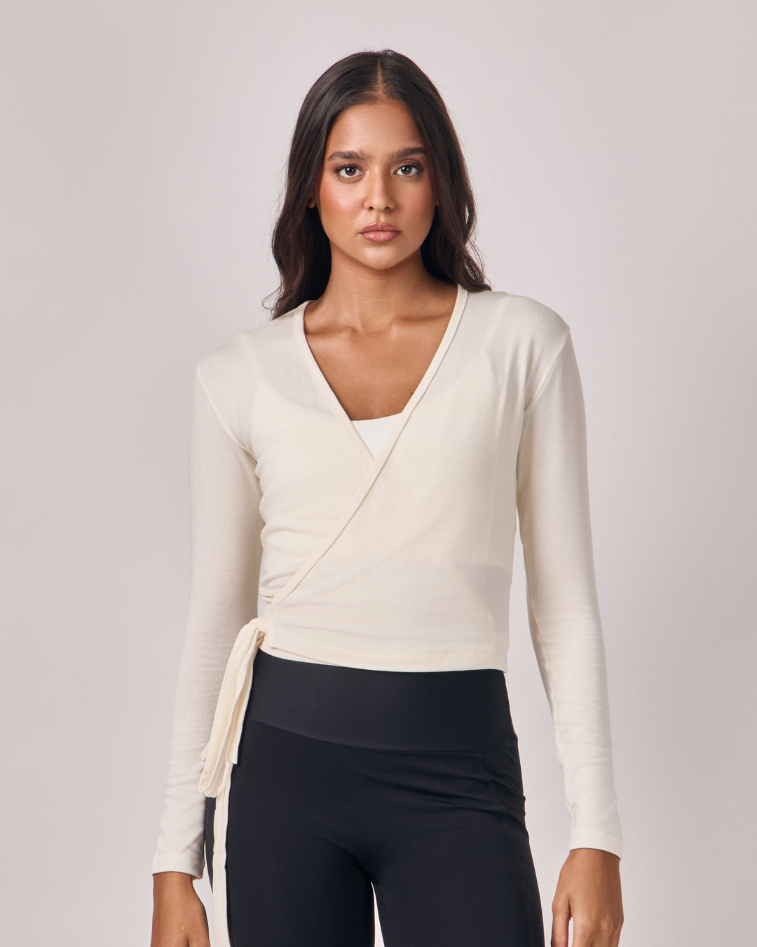 Blusa Transpassada Modal Texture - Off White