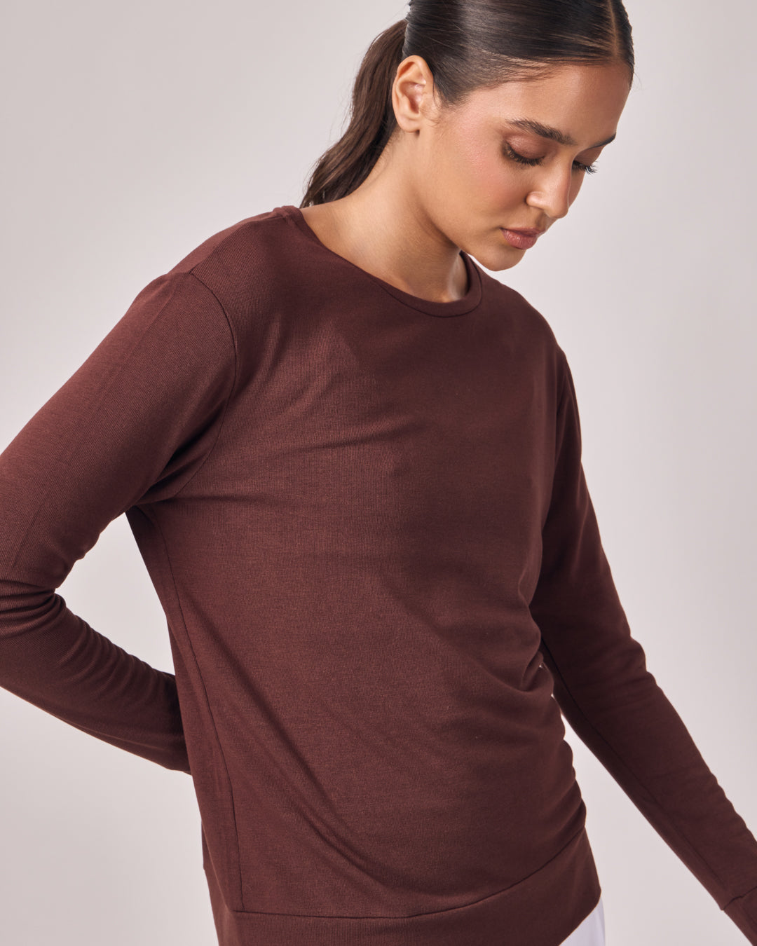 Blusa Manga Longa Texture - Café Torrado