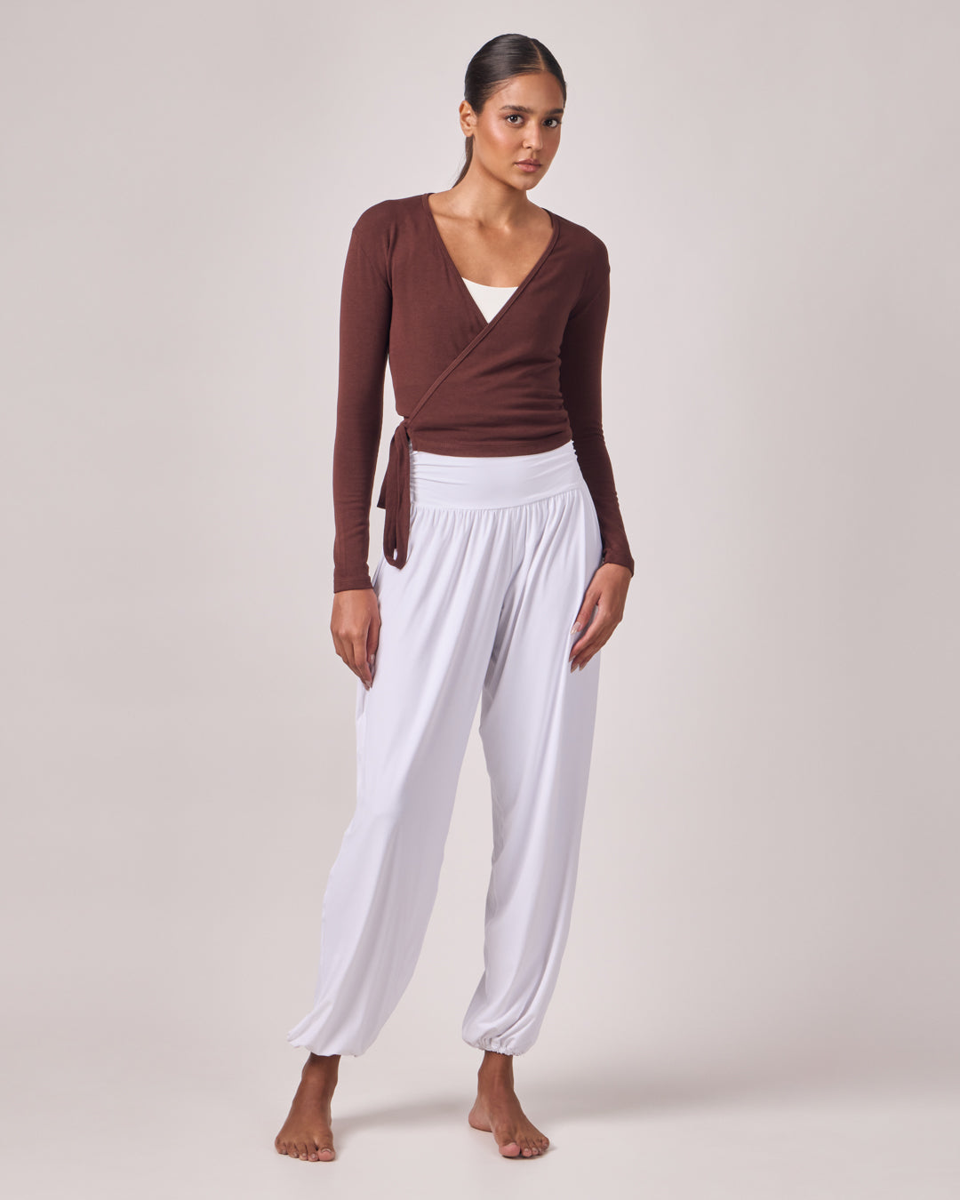 Blusa Transpassada Modal Texture - Café Torrado