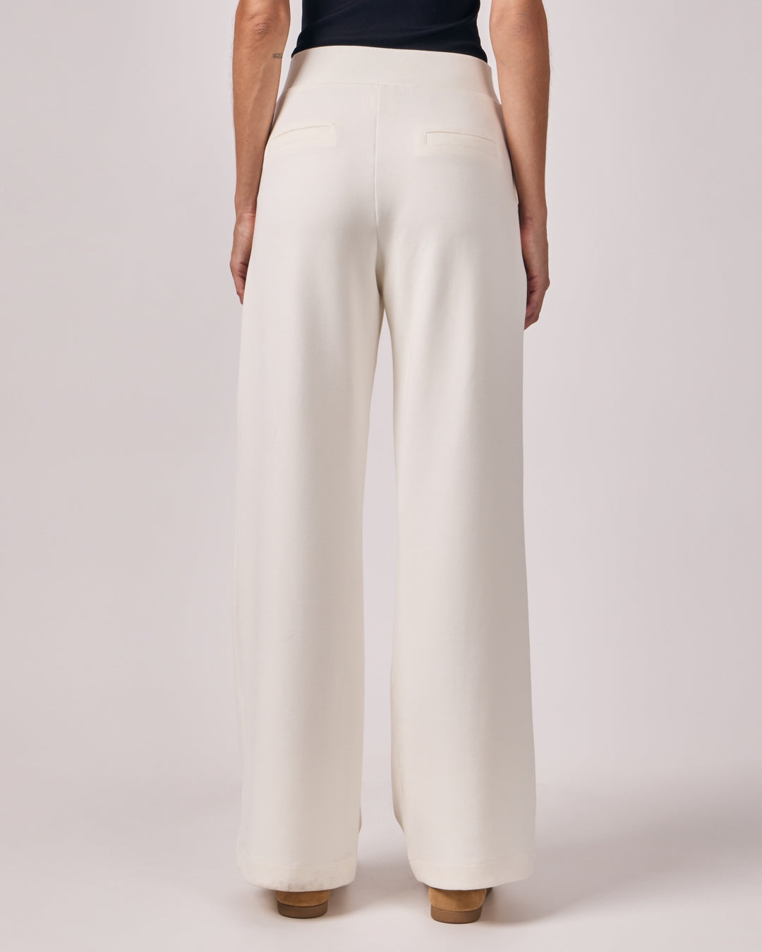 Calça Ampla Casual Cós Liso - Off White