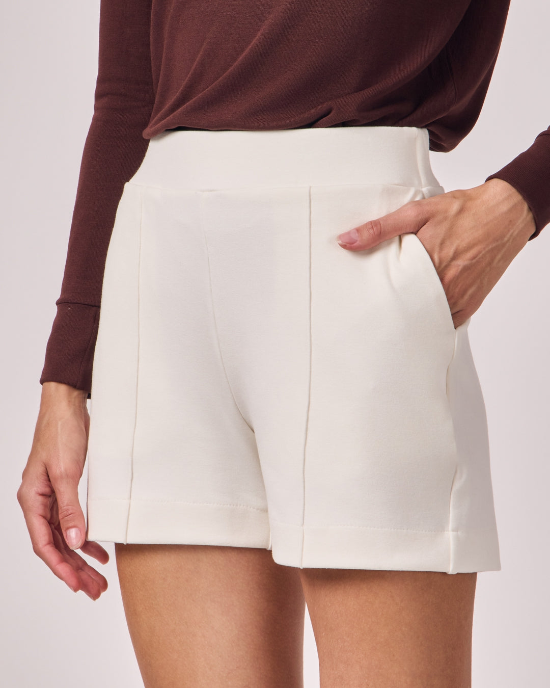 Shorts Casual Cós Liso - Off White
