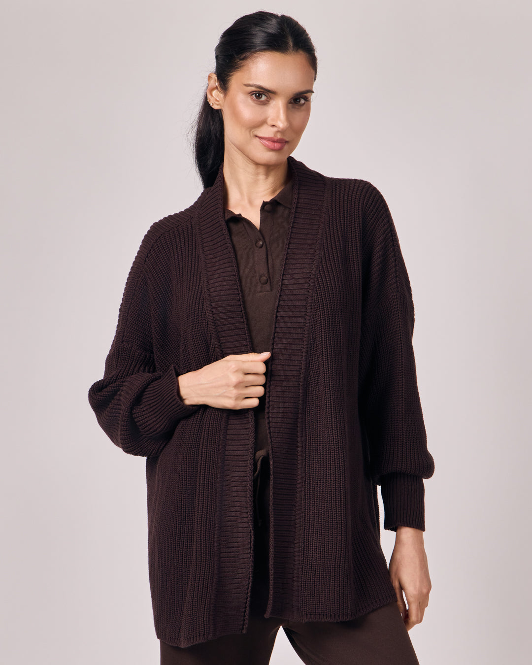 Casaco Tricot com Cinto - Dark Chocolate