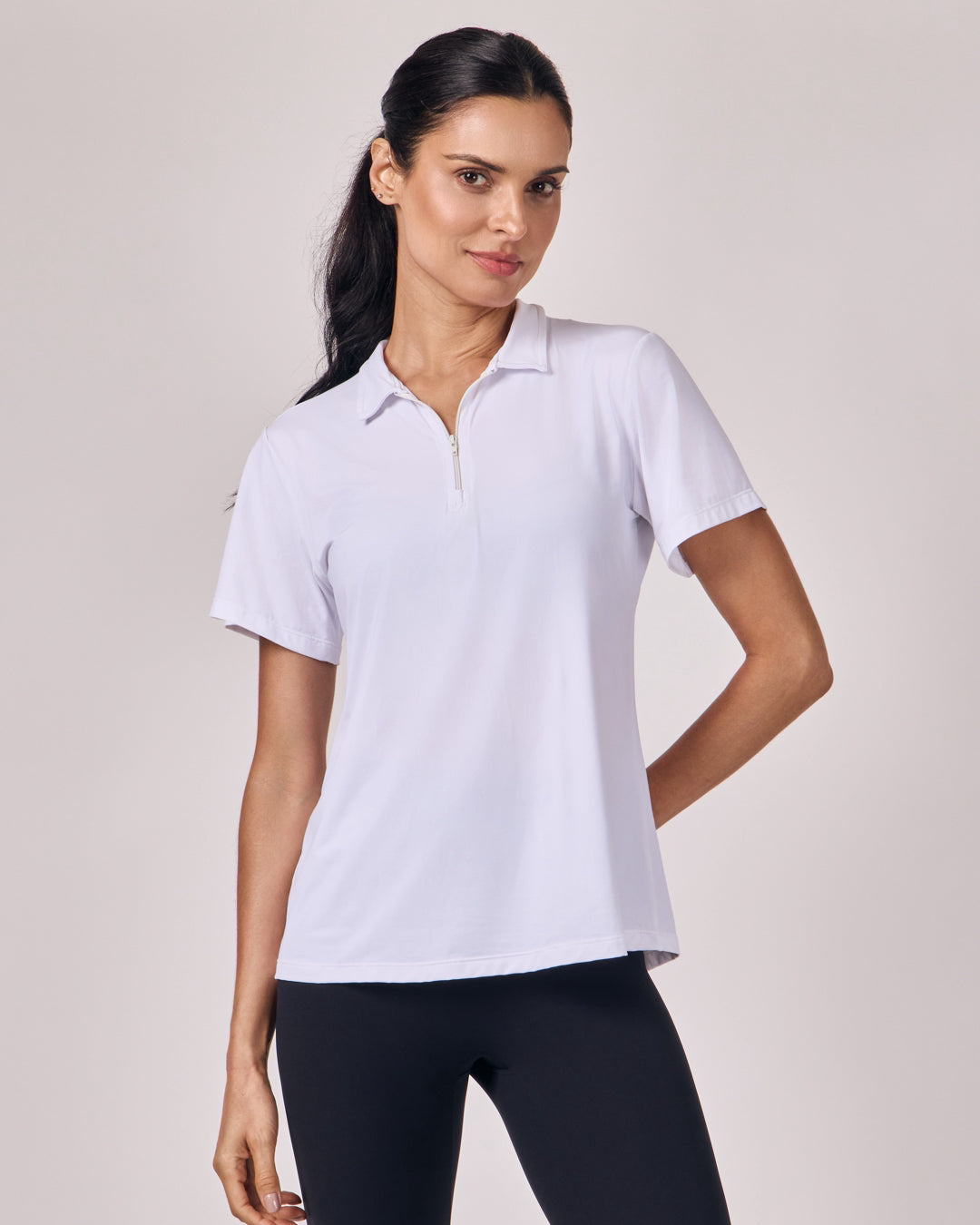 Polo Dry Fit com Zíper - Branco