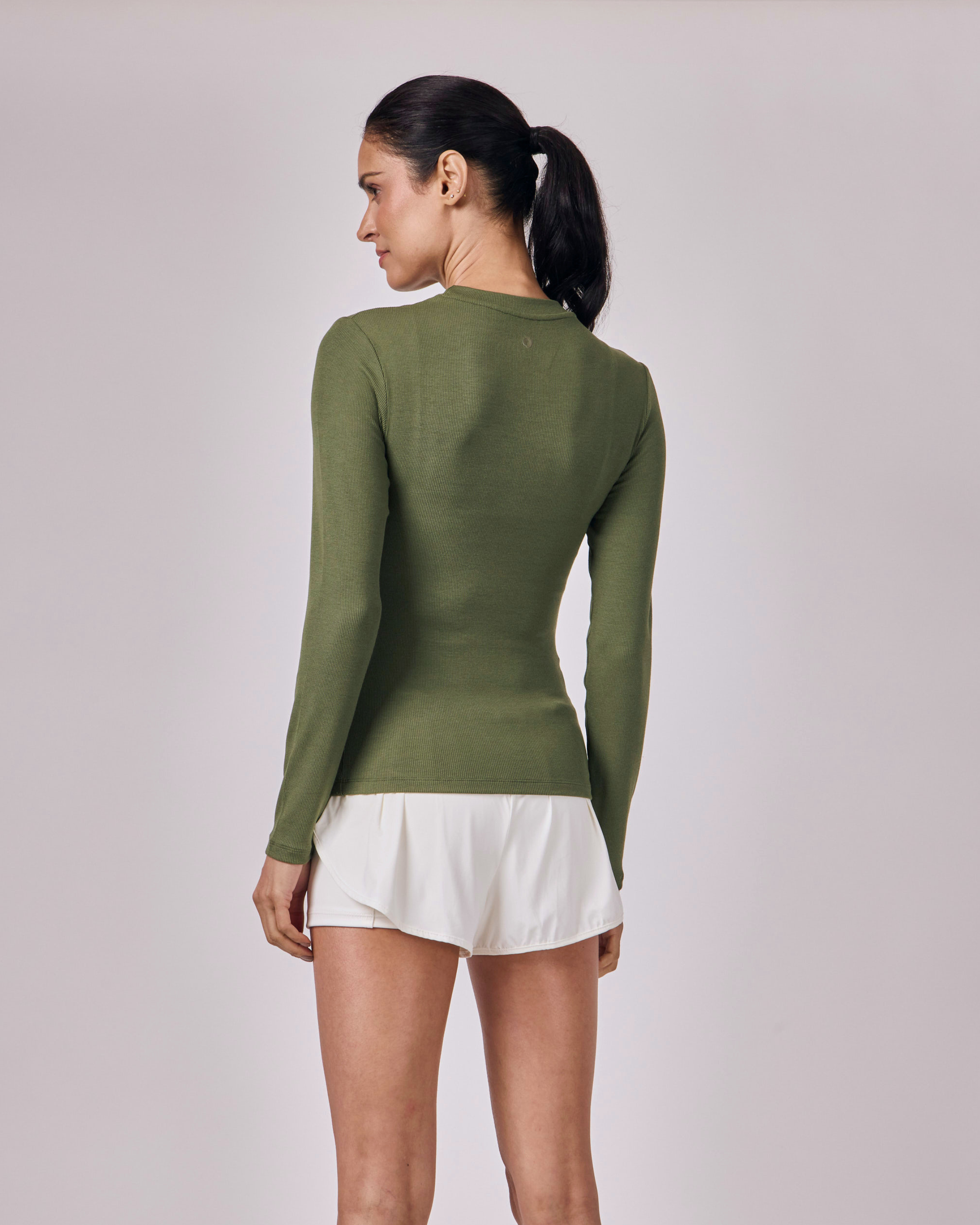 Blusa Manga Longa Ajustada Modal - Eucalipto