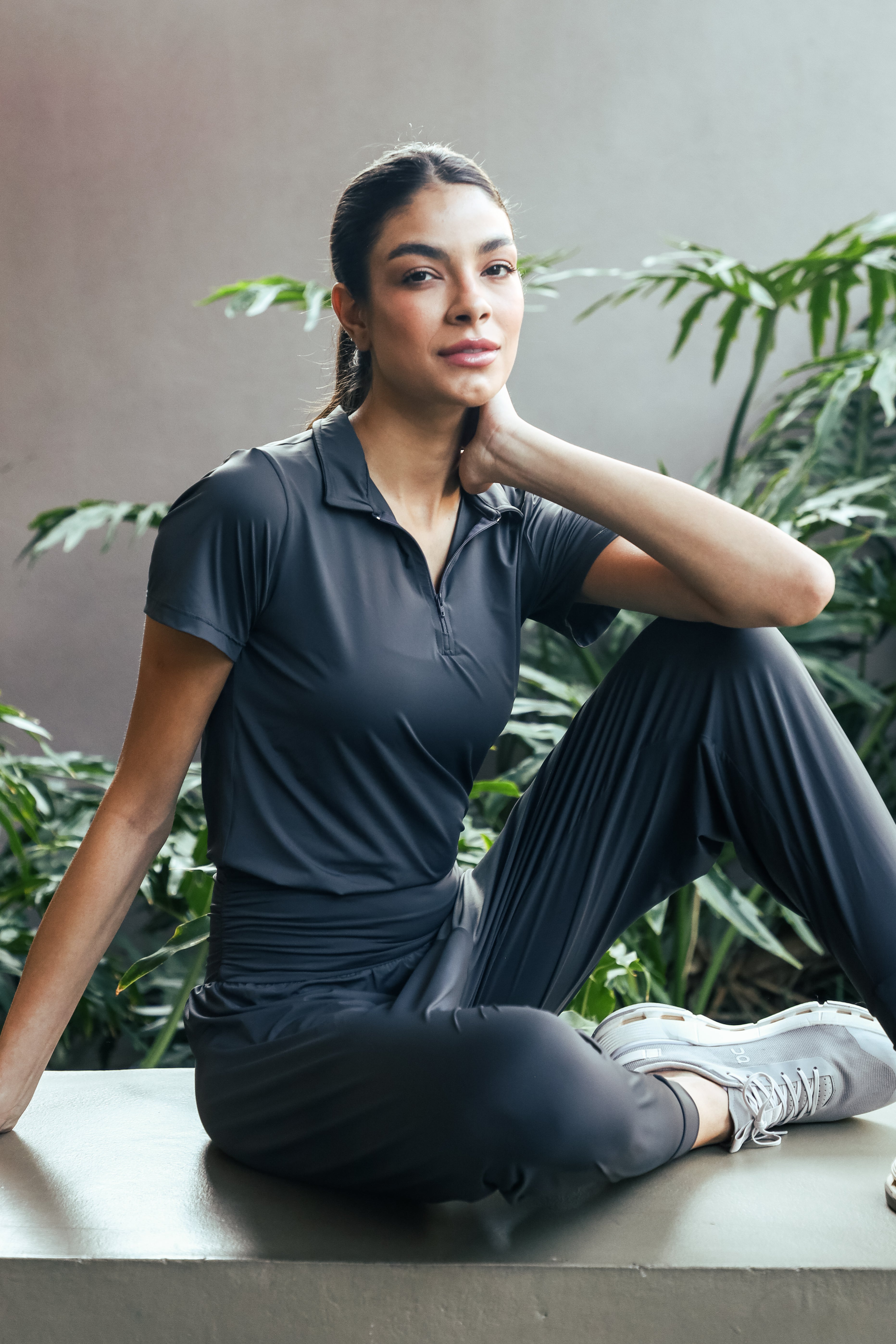 Polo Dry Fit Com Zíper - Cinza Chumbo