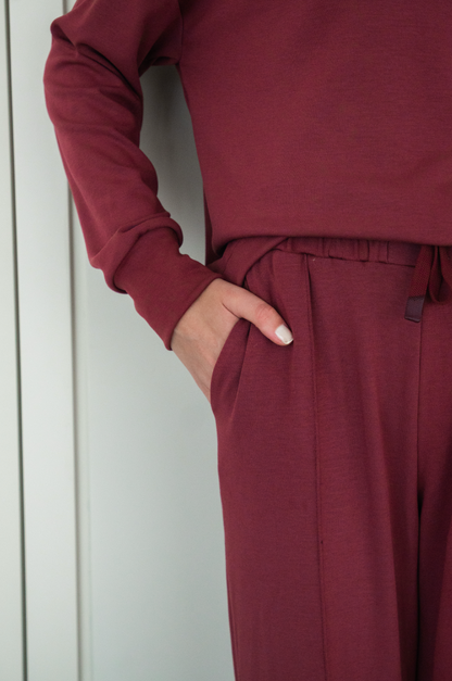 Calça Ampla Casual - Merlot