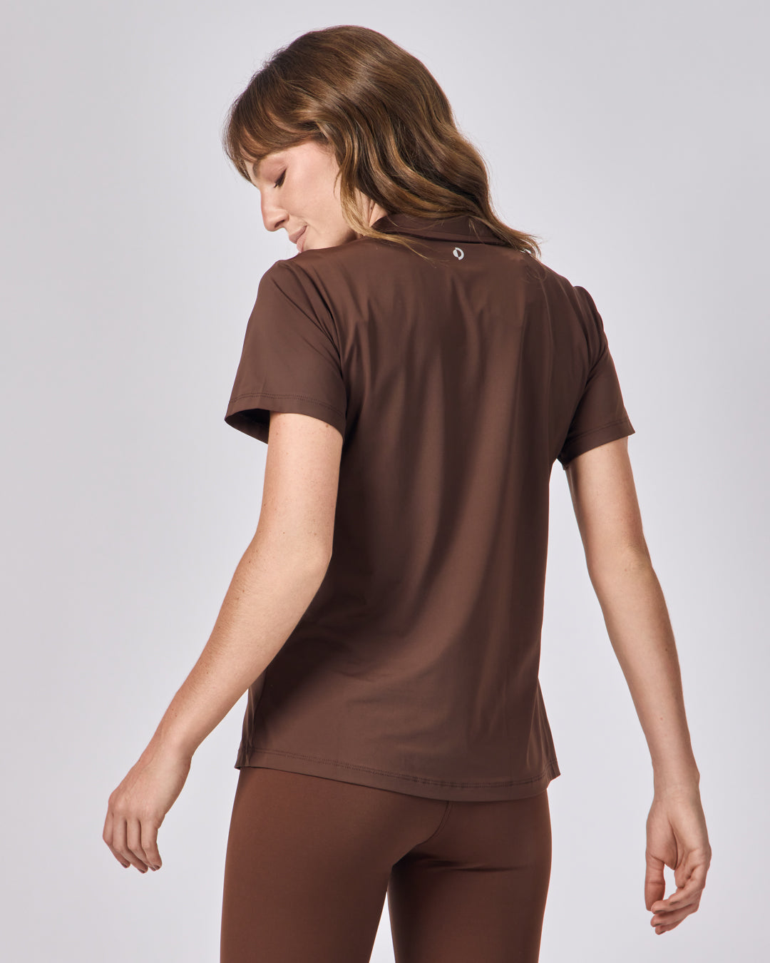 Polo Dry Fit com zíper - Café Torrado