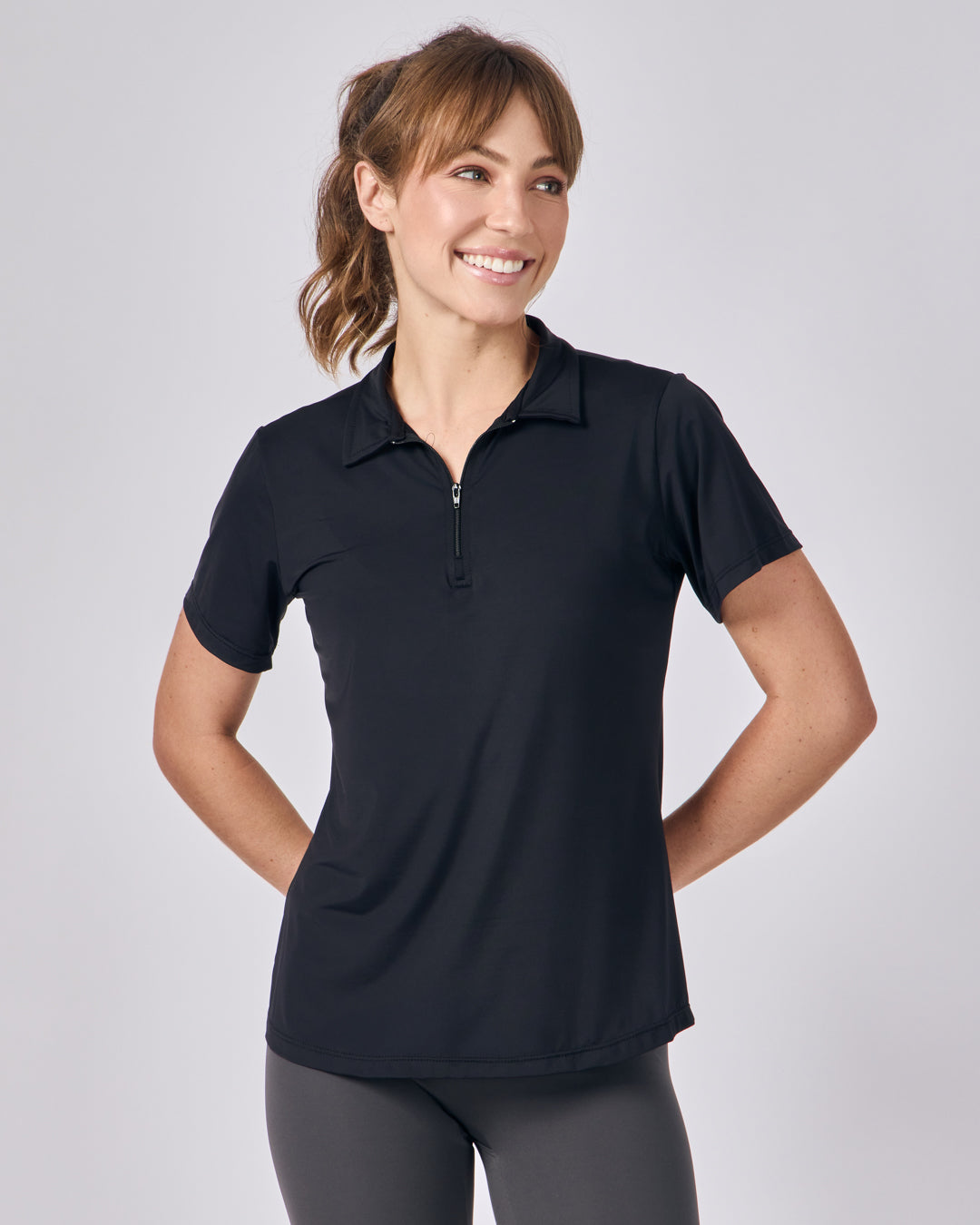 Polo Dry Fit com Zíper - Preto