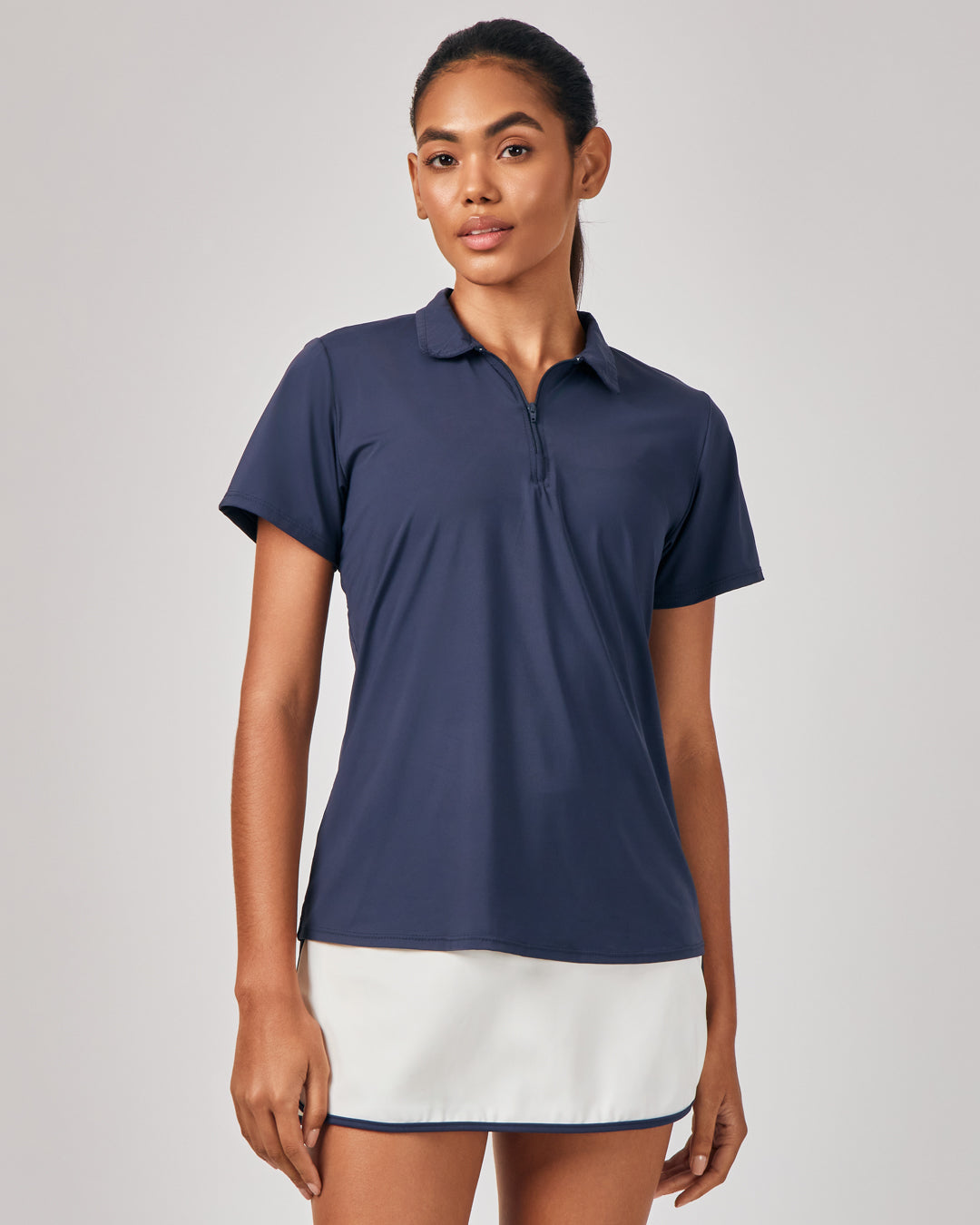 Polo Dry Fit com Zíper - Azul Marinho