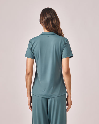 Polo Dry Fit com Zíper - Verde Petróleo