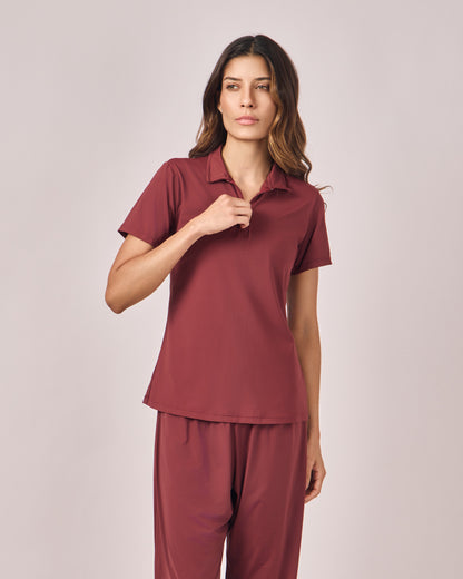 Polo Dry Fit Com Zíper - Merlot