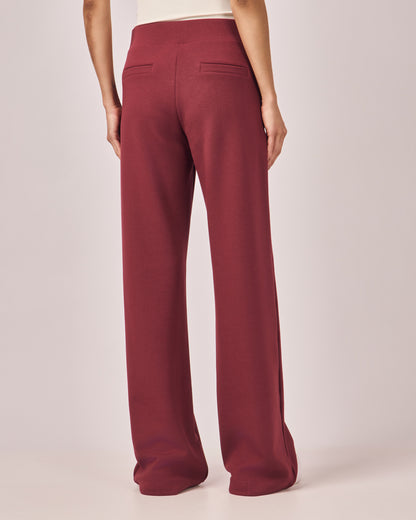 Calça Ampla Casual Cós Liso - Merlot