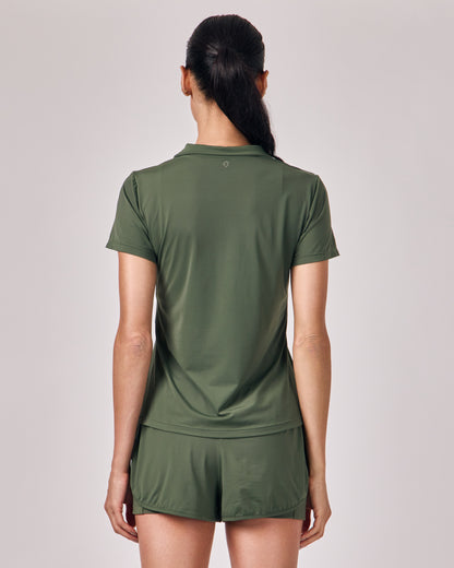 Polo Dry Fit Com  Zíper - Eucalipto