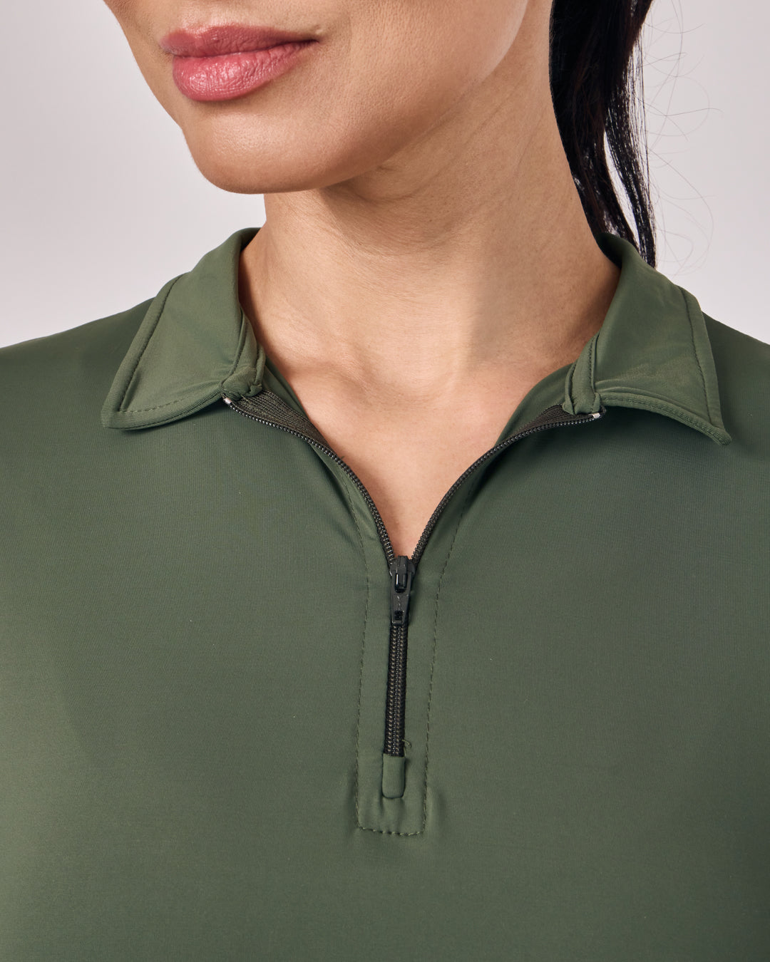 Polo Dry Fit Com  Zíper - Eucalipto