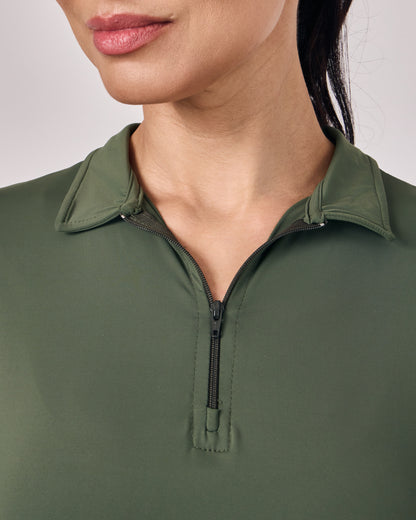 Polo Dry Fit Com  Zíper - Eucalipto