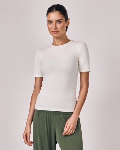 Blusa Manga Curta Modal - Off White
