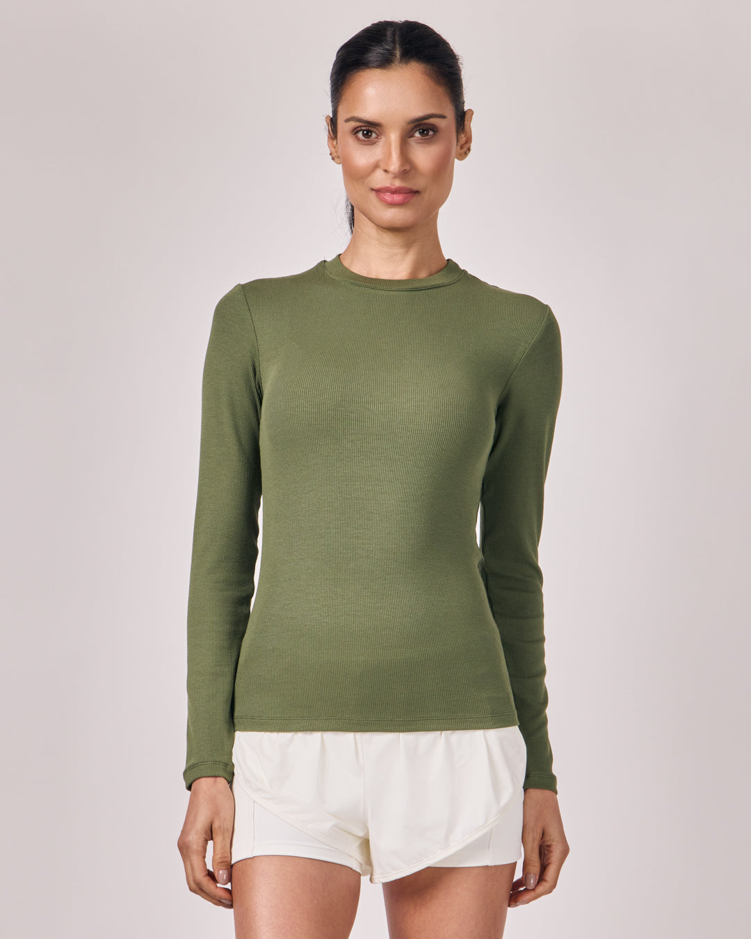 Blusa Manga Longa Ajustada Modal - Eucalipto