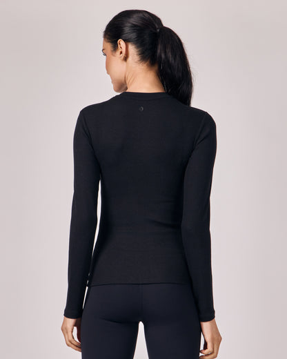 Blusa Manga Longa Ajustada Modal - Preto