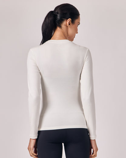 Blusa Manga Longa Ajustada Modal - Off White