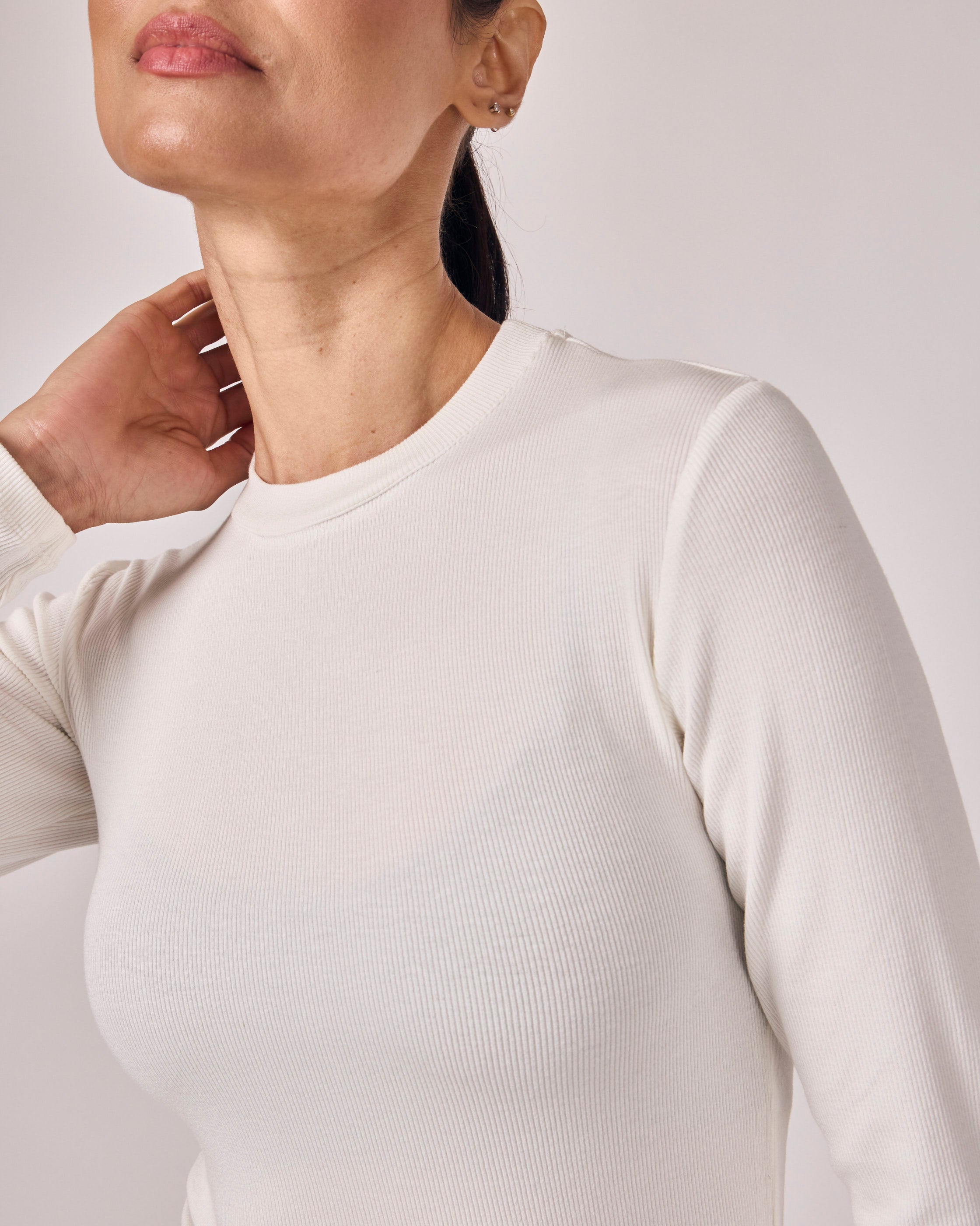 Blusa Manga Longa Ajustada Modal - Off White