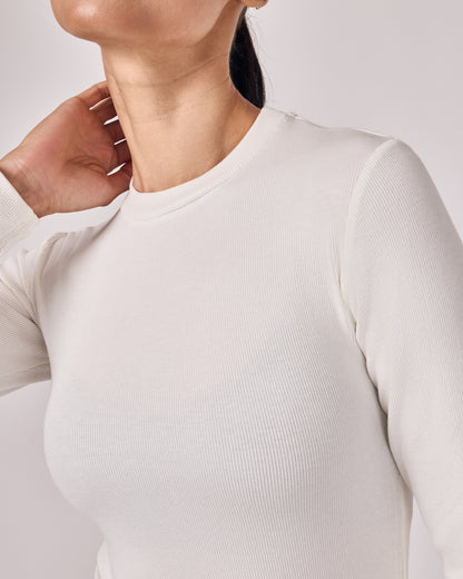 Blusa Manga Longa Ajustada Modal - Off White