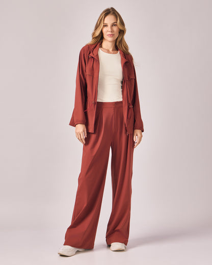 Calça Wideleg Tech - Merlot
