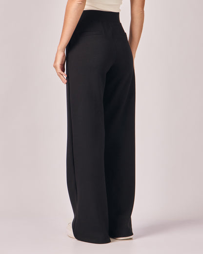Calça Ampla Casual Cós Liso - Preto