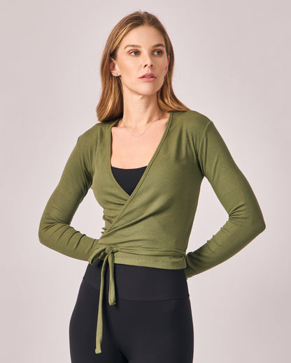 Blusa Transpassada - Eucalipto