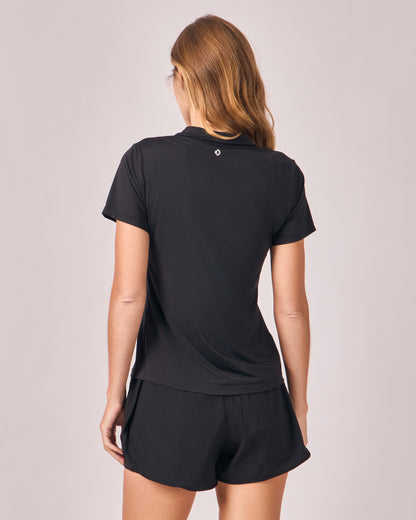 Polo Dry Fit com Zíper - Preto