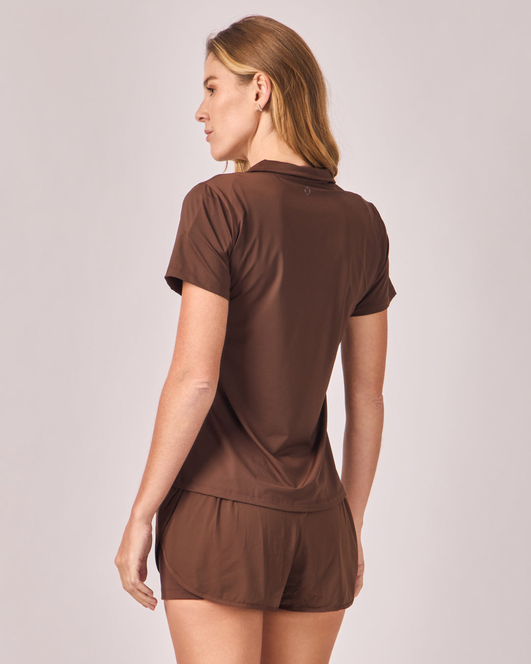 Polo Dry Fit com zíper - Café Torrado