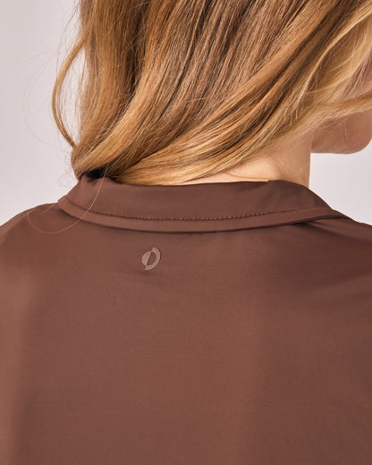 Polo Dry Fit com zíper - Café Torrado