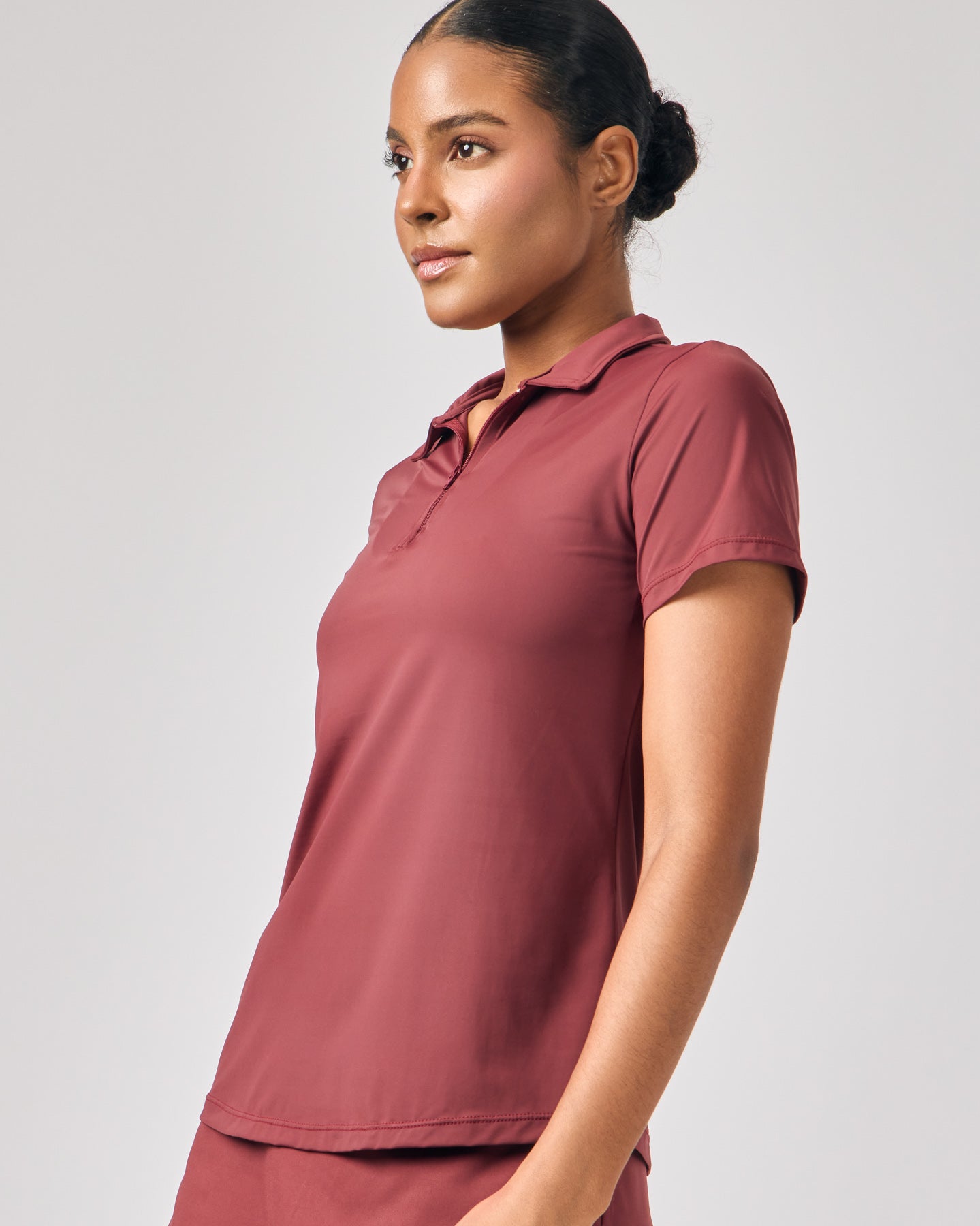 Polo Dry Fit Com Zíper - Merlot