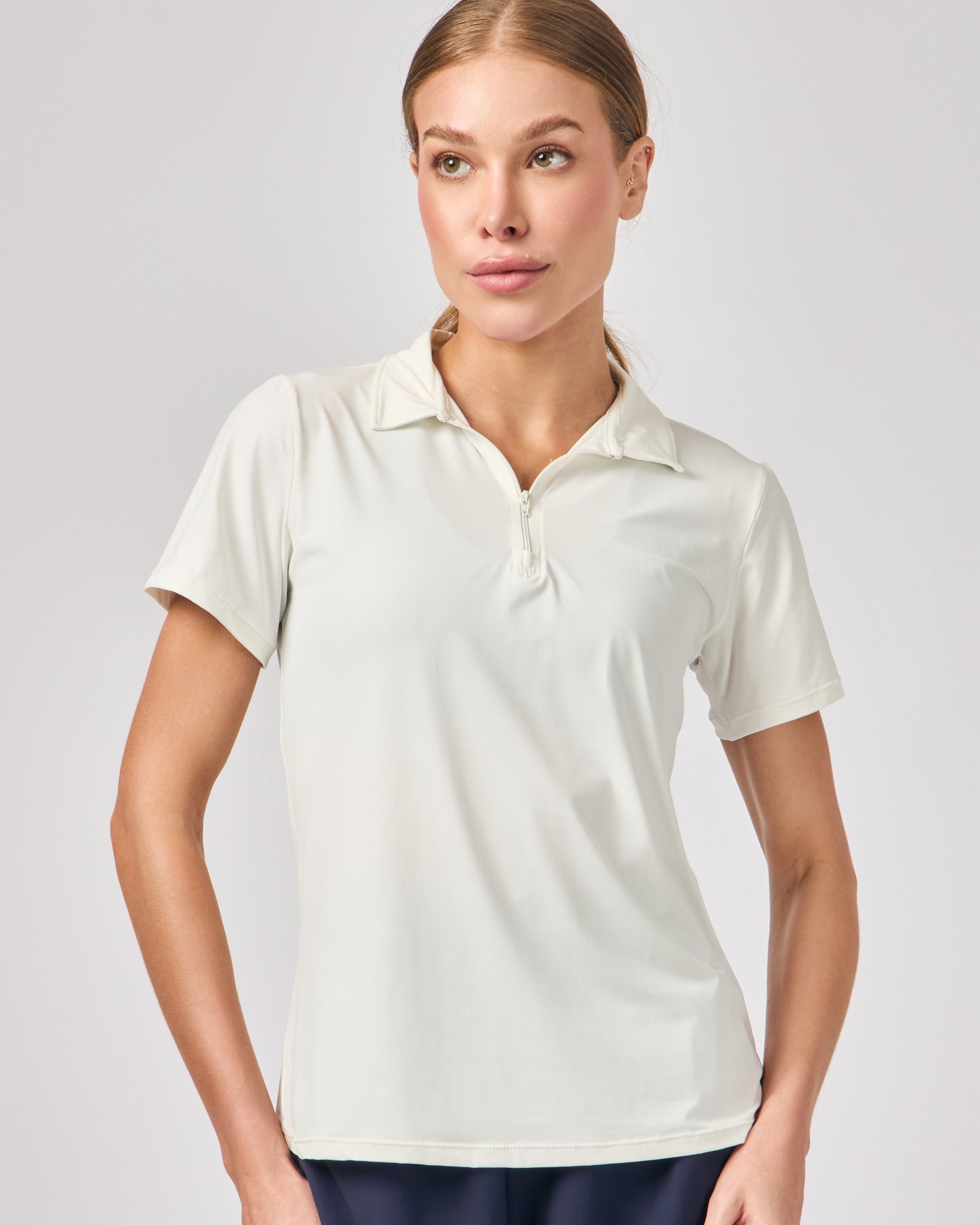 Polo Dry Fit com Zíper - Off White – Domani