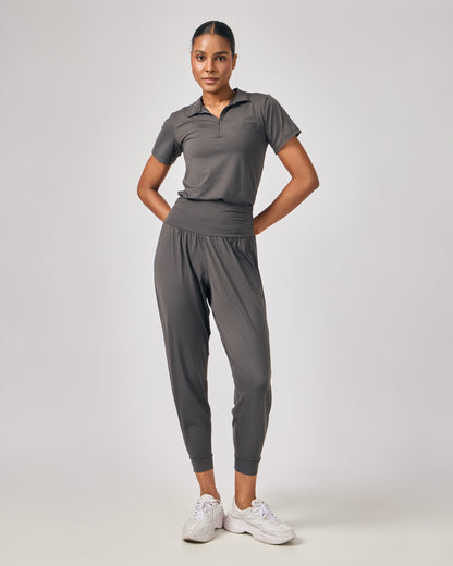 Polo Dry Fit Com Zíper - Cinza Chumbo