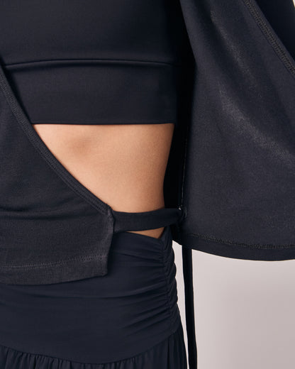 Blusa Transpassada Modal Texture - Preto