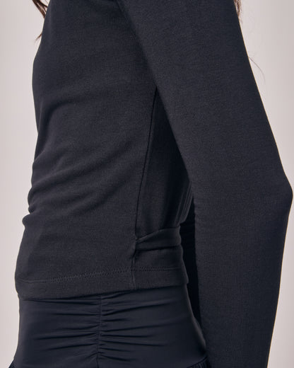 Blusa Transpassada Modal Texture - Preto