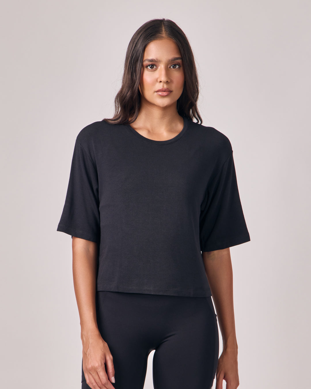 Cropped Modal Texture - Preto