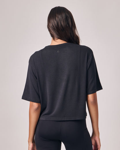 Cropped Modal Texture - Preto