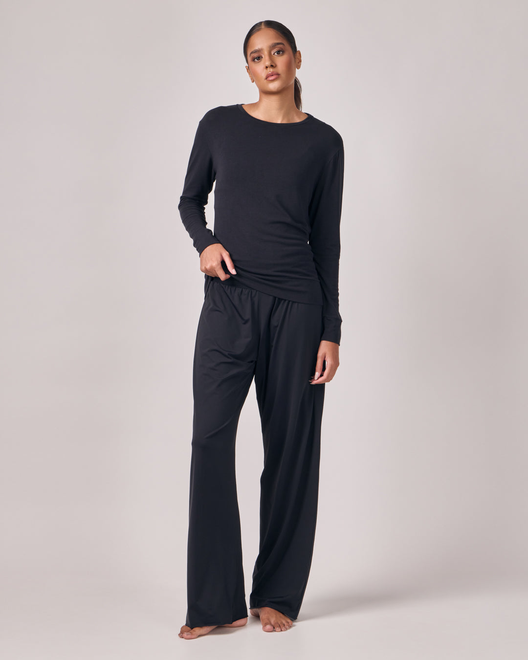 Blusa Manga Longa Texture - Preto