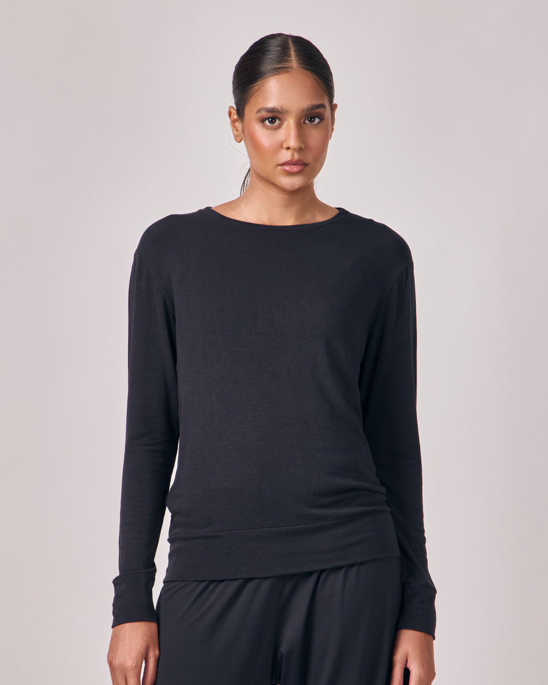 Blusa Manga Longa Texture - Preto