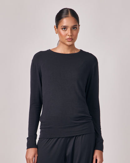 Blusa Manga Longa Texture - Preto